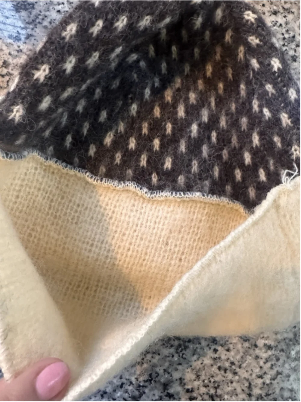 Vintage Polar Knit Artic Sheep Wool Beanie Hat Fair Isle Iceland Unisex